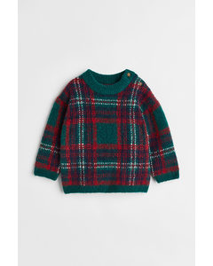Jacquard-knit Jumper Green/red Checked