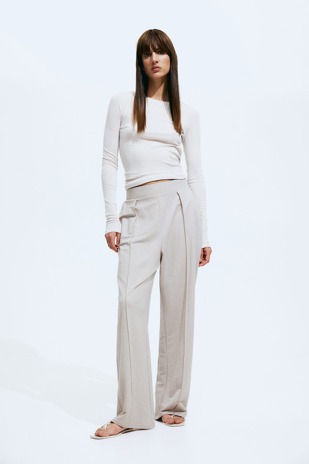 H&M High-waisted Tailored Trousers Light Beige