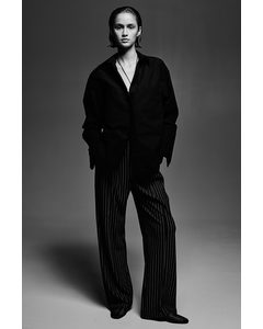 High-waisted Tailored Trousers Dark Blue/pinstriped