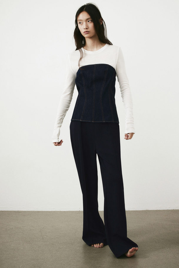 H&M Elegante Hose mit hohem Bund Marineblau