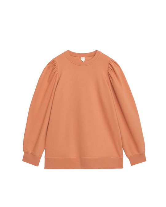 Arket Puff Sleeve Sweatshirt Dusty Orange