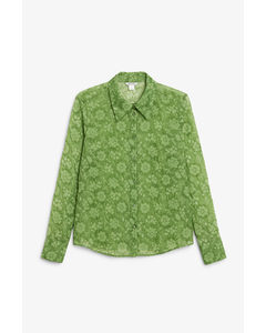 Transparent Skjorta Med Knäppning Fram Grön