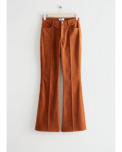 Flared Corduroy Trousers Brown