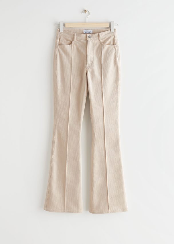 & Other Stories Flared Corduroy Trousers Beige