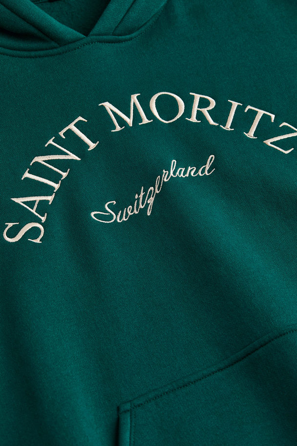 H&M H&m+ Oversized Hoodie Dark Green/saint Moritz