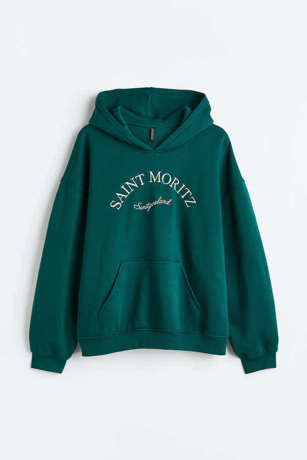 H&M H&m+ Oversized Hoodie Dark Green/saint Moritz