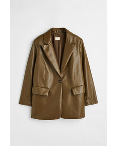 Oversized Single-breasted Blazer Brown