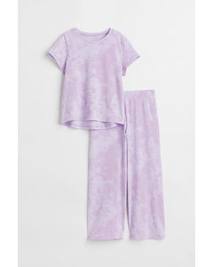 Cotton Jersey Pyjamas Light Purple/tie-dye