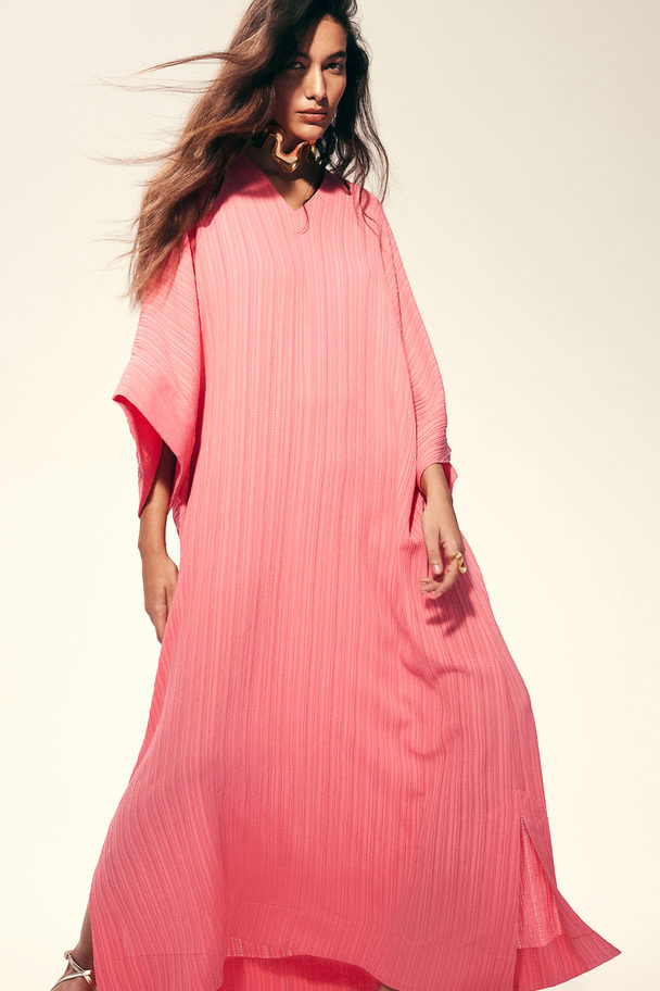 H&M Textured Kaftan Dress Pink