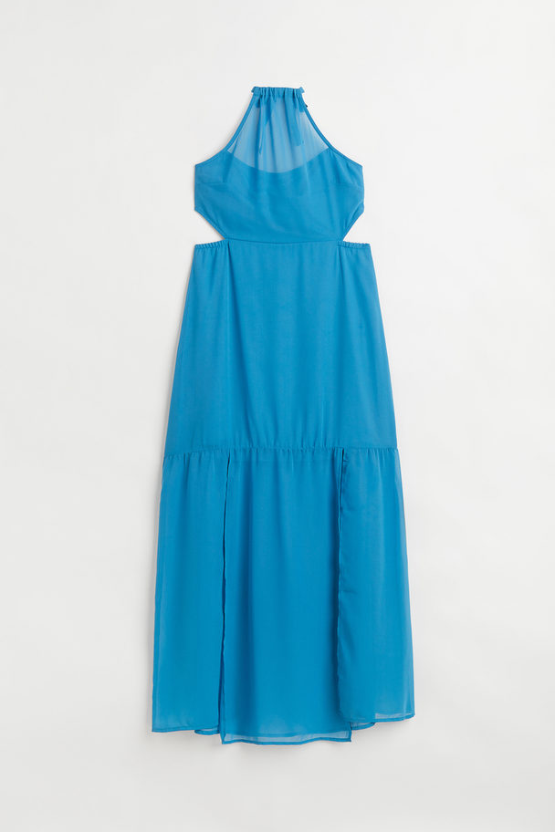 H&M Open-backed Chiffon Dress Blue