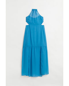 Open-backed Chiffon Dress Blue