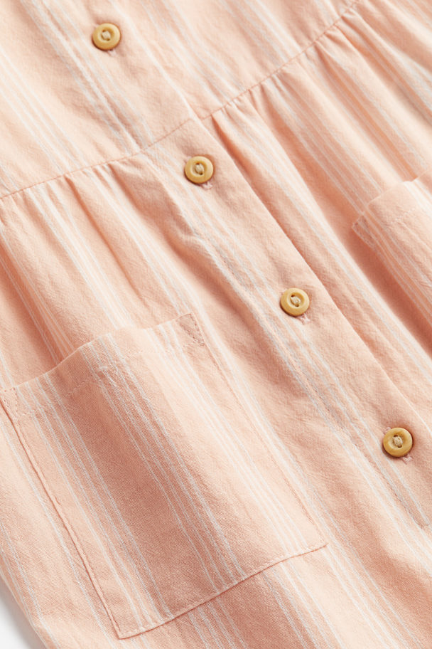 H&M Cotton Romper Suit Light Pink/striped