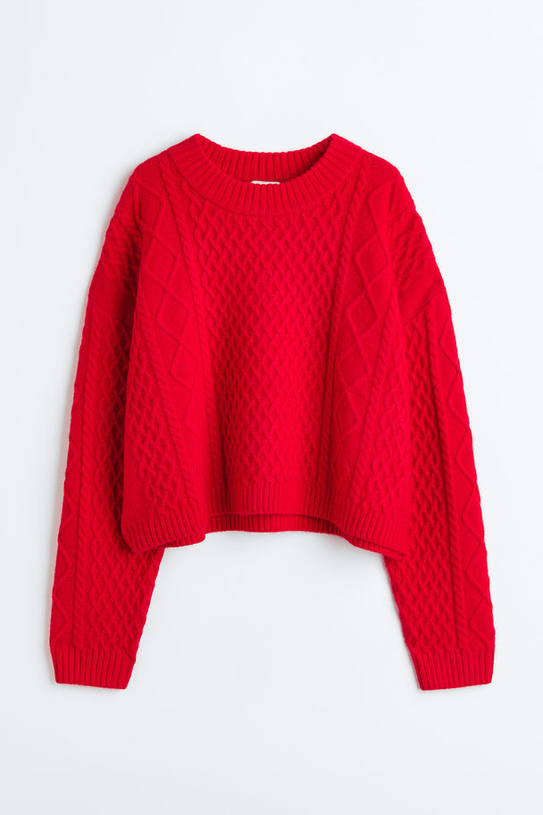 H&M H&m+ Cable-knit Jumper Red