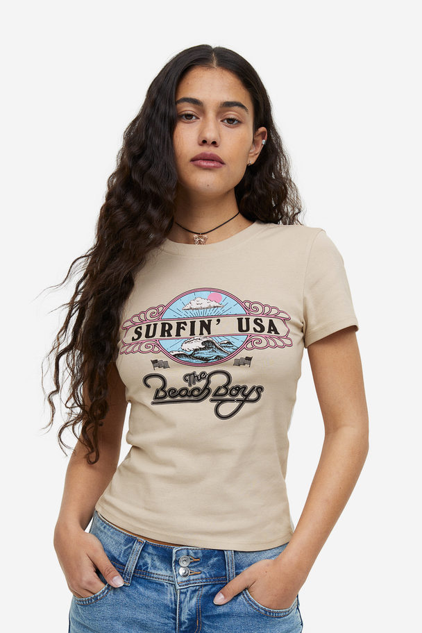 H&M Printed T-shirt Light Beige/the Beach Boys