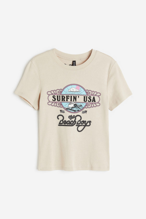 H&M T-shirt Med Trykk Lys Beige/the Beach Boys