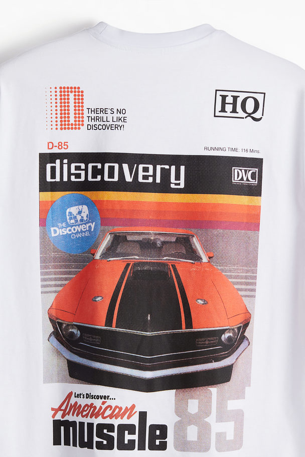 H&M T-shirt Loose Fit Hvid/discovery Channel
