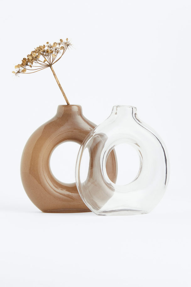 H&M HOME Glass Vase Dark Beige