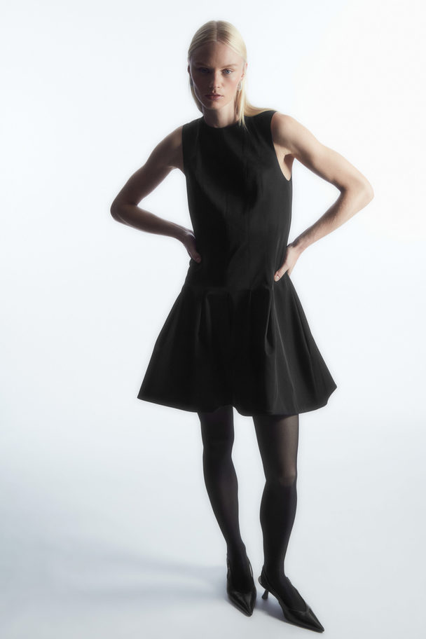 COS Sleeveless Pleated Mini Dress Black