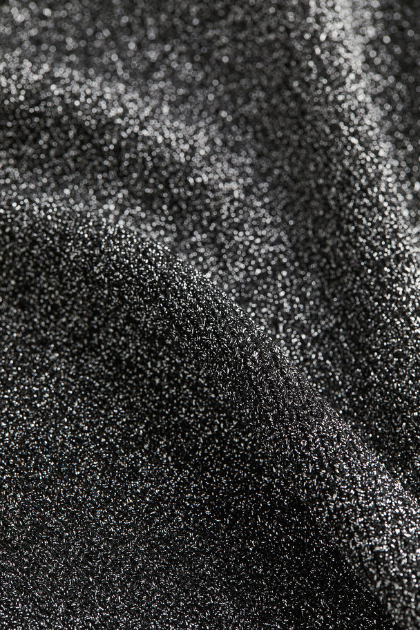 H&M Glittertop Met Turtleneck Zwart/zilverkleurig