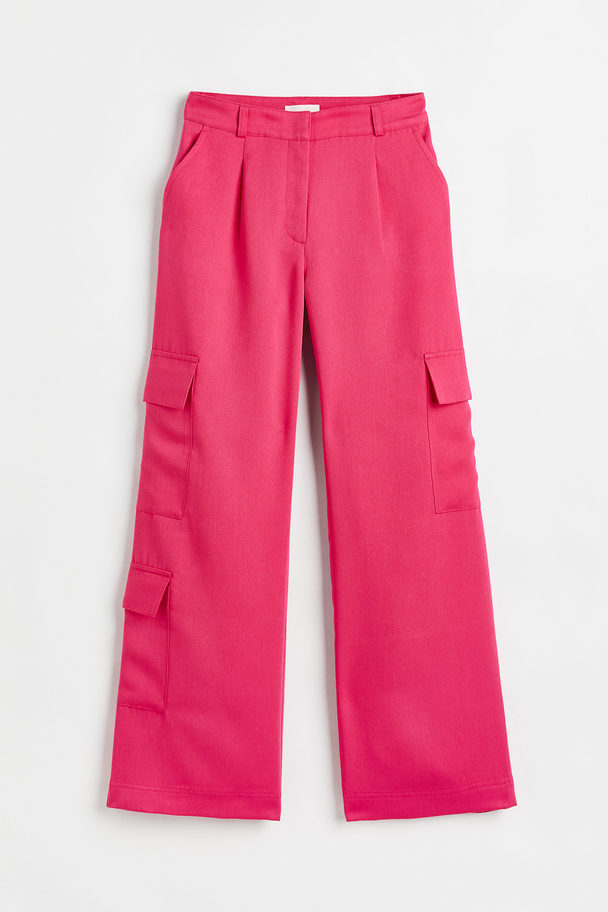 H&M Twill Utility Trousers Bright Pink