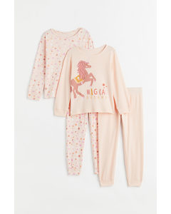 2-pack Jersey Pyjamas Light Pink/unicorn