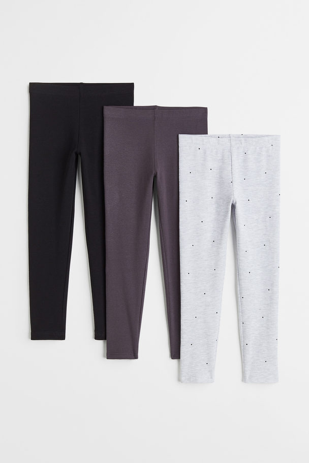 H&M 3-pack Jersey Leggings Black/spotted