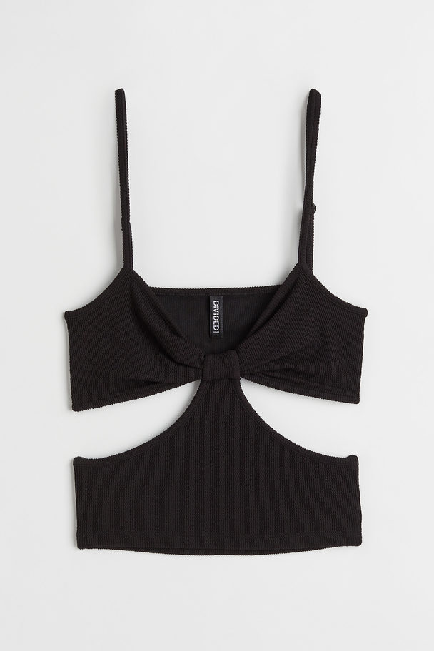 H&M Crinkled Cut-out Top Black
