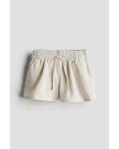 Linen-blend Shorts Ecru
