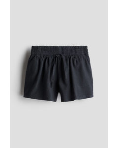 Linen-blend Shorts Charcoal