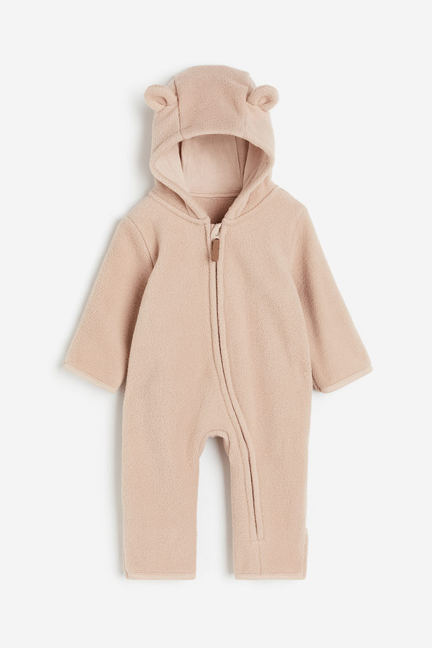 H&M Hooded Fleece All-in-one Suit Powder Pink