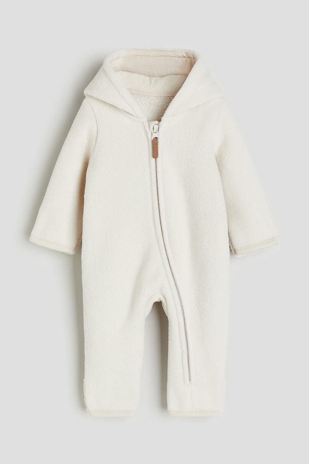 H&M Hooded Fleece All-in-one Suit Cream