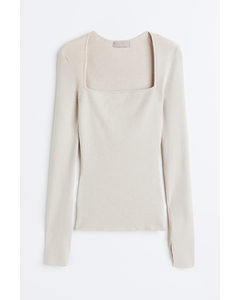 Top Met Vierkante Hals Lichtbeige