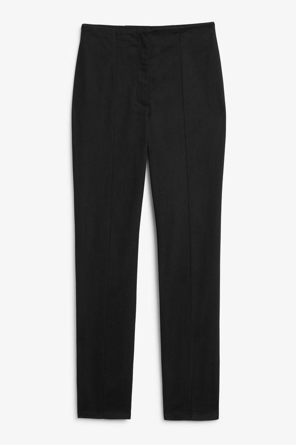 Monki High-waist Seam-detailed Black Trousers Black