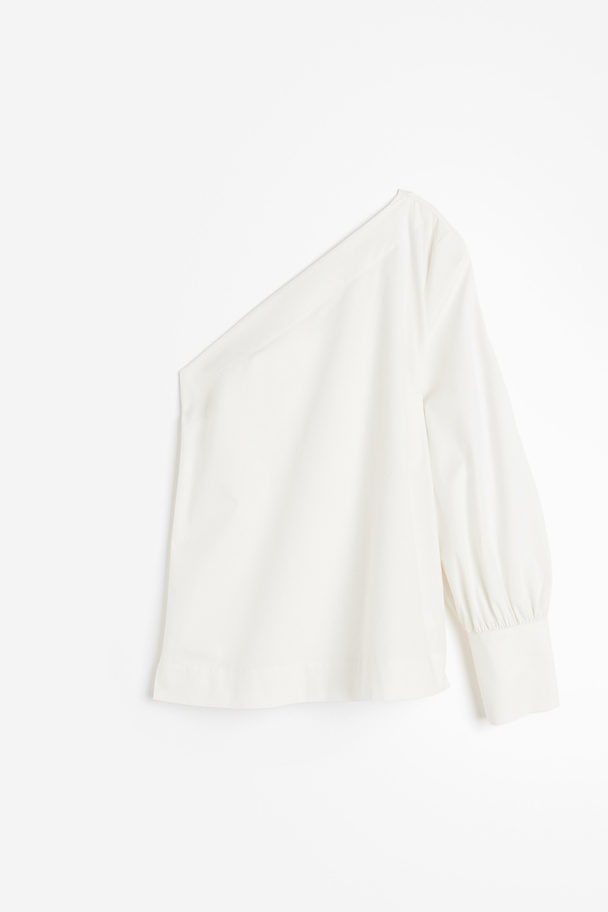 H&M Katoenen One-shoulderblouse Wit