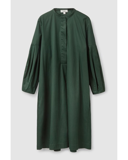 COS Pleated Shirt Dress Dark Green