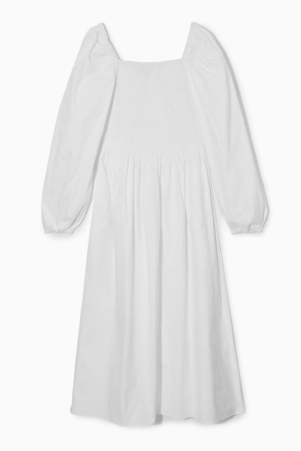 COS Off-the-shoulder Smocked Midi Dress White