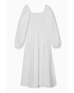 Off-the-shoulder Smocked Midi Dress White