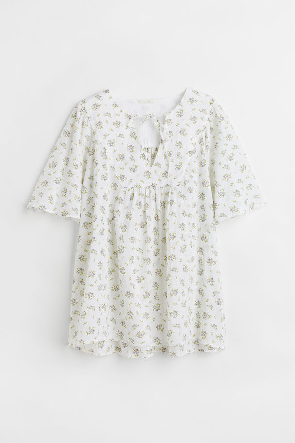 H&M Mama Cotton Blouse White/small Flowers