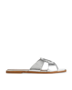 Flat Leather Slip-ins Silver