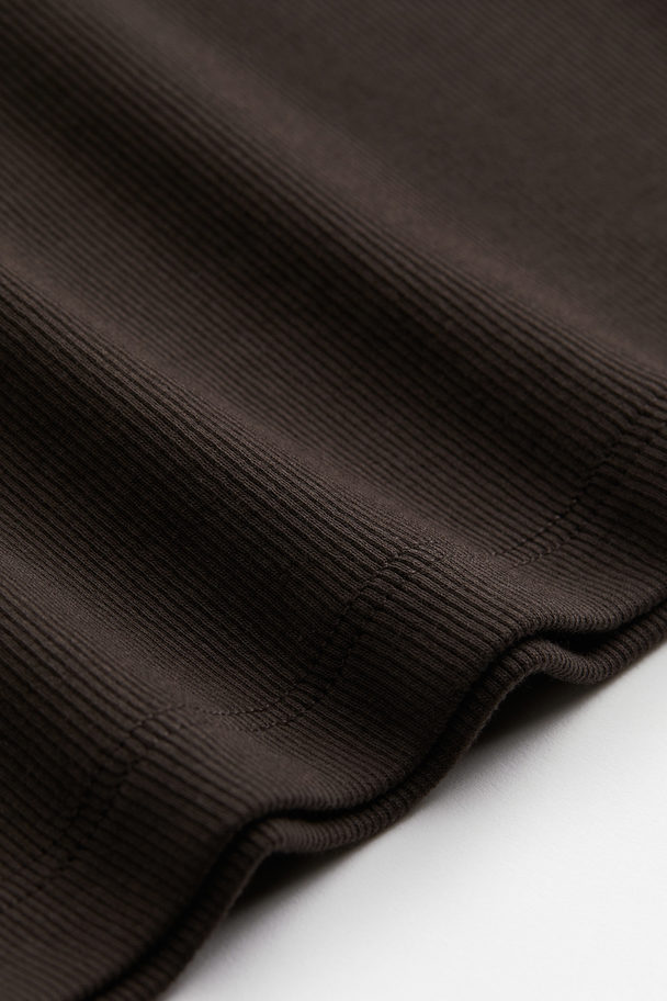 H&M Button-top Jersey Dress Dark Brown
