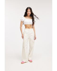 Cargo Trousers Low Waist Loose Fit Cotton Off-white Off-white
