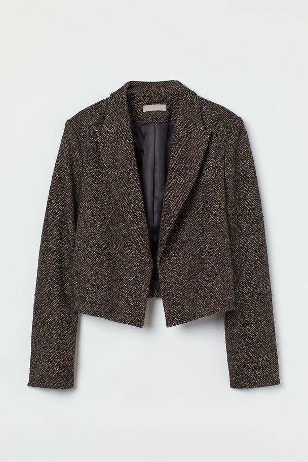 H&M Short Jacket Brown/herringbone-patterned