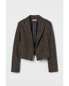 Short Jacket Brown/herringbone-patterned