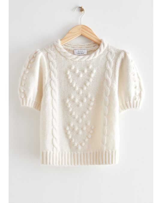& Other Stories Merino Cable Knit Sweater Cream