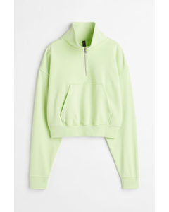 Sweatshirt Med Lynlås Neongrøn
