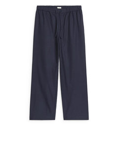 Relaxed Drawstring Trousers Dark Blue