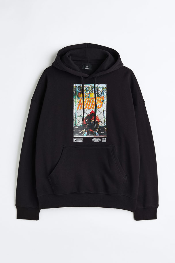 H&M Oversized Fit Hoodie Black/days Of The Hoops