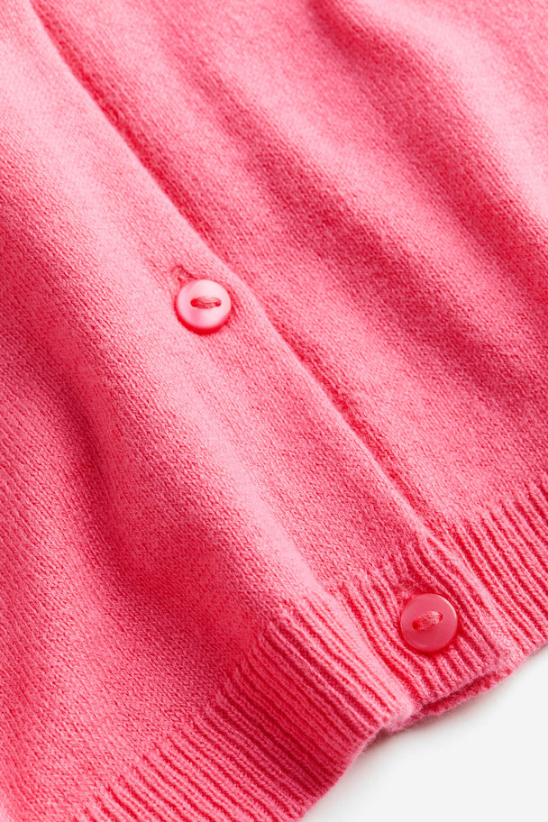 H&M Fine-knit Cotton Cardigan Bright Pink