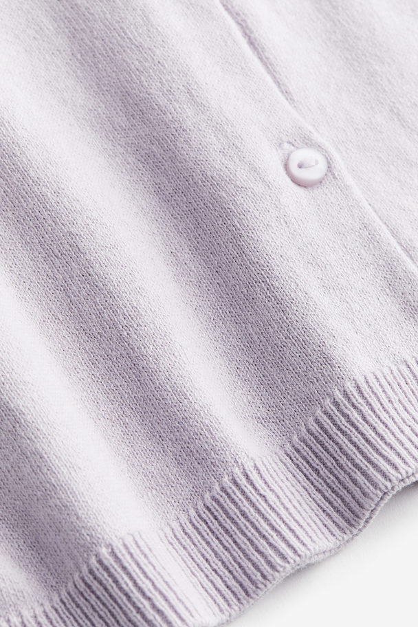 H&M Fine-knit Cotton Cardigan Lilac