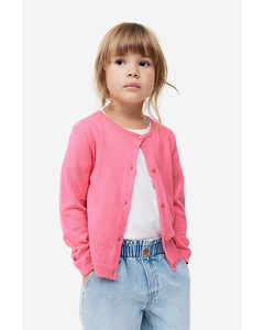Fine-knit Cotton Cardigan Bright Pink